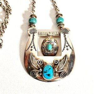 Western Necklace, Sterling Silver Necklace, Turquoise Necklace, Native American